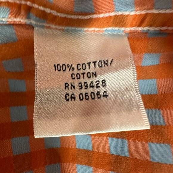 Bugatchi Uomo Shirt Mens Medium Button Up Orange Stripe Cotton Pocket - Picture 5 of 10